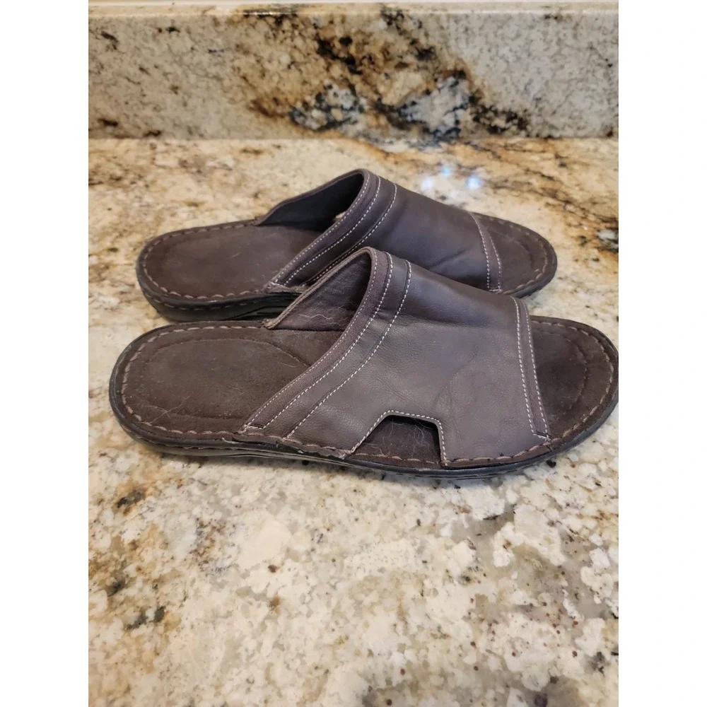 Aldo Men's Genuine Leather Slip On Sandals Slides Brown Size US 9.5